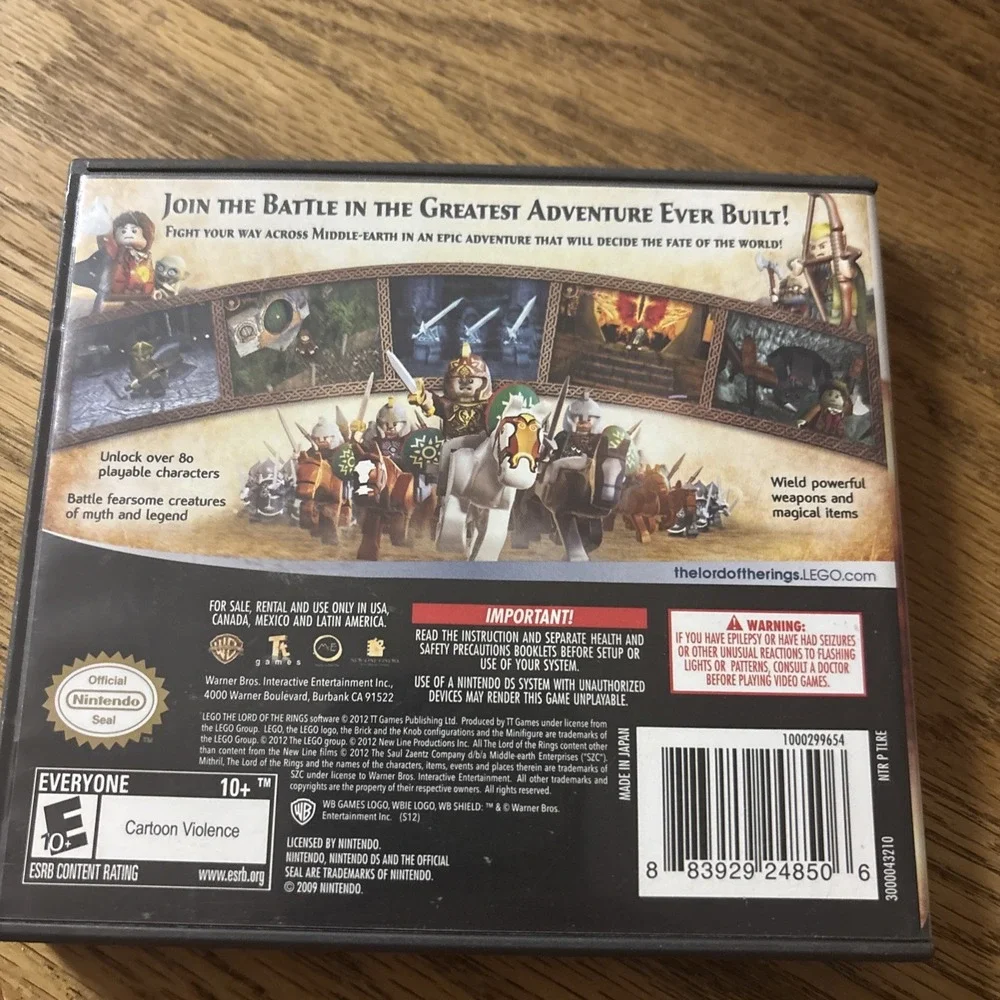 LEGO The Lord of the Rings (Nintendo DS, 2012) CASE And Manual Only No  Game